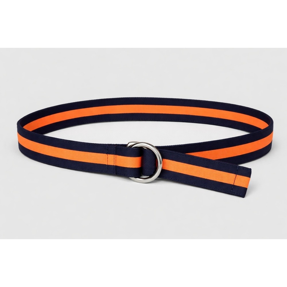 Vineyard Vines Women's Small D-Ring Belt Blue Orange Striped Preppy Classic 43"